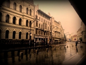 Na ulici - Děštivý den v Praze