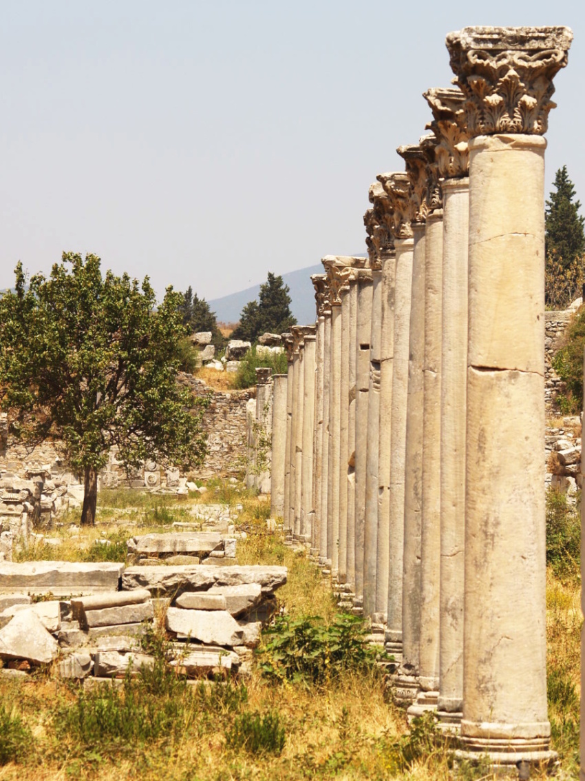 Palácové sloupy u Celsiovy knihovny v Efesu