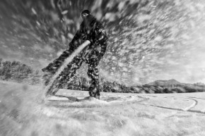 Černobílá fotografie - Zimní cyklistika