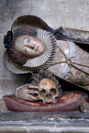 Kateřina Pösingerová - jeden z mnoha náhrobků Exeterské katedrály