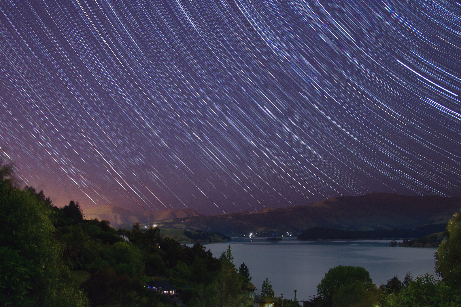 Noční z Governors Bay, New Zealand