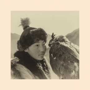 Černobílý portrét - Mongolia - Golden Eagle Festival