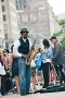 Saxofonista v uliciach New Yorku